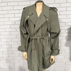 Luba Paris Vintage Olive Green Trench Coat Water Repellent Belted Jacket